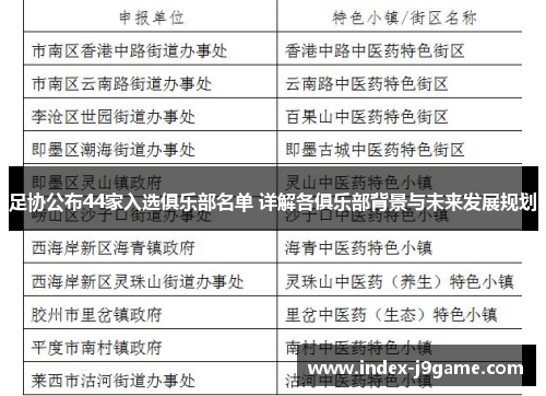 足协公布44家入选俱乐部名单 详解各俱乐部背景与未来发展规划